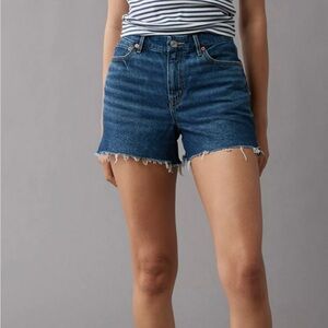 American Eagle Outfitters Blue Jean Shorts Distressed Mid-Thigh